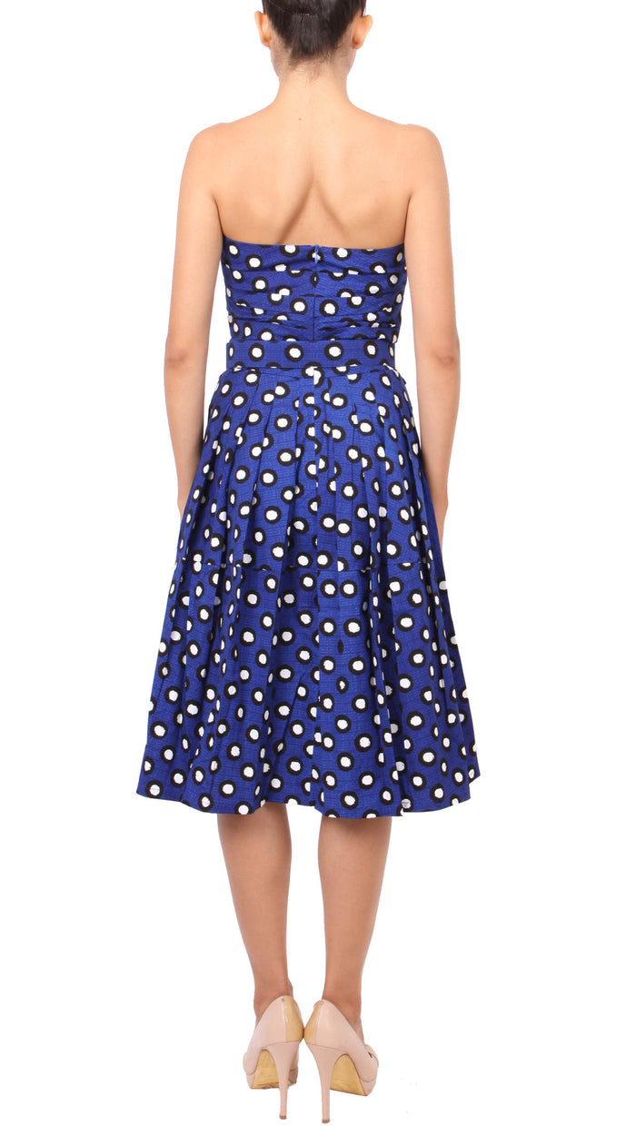Strapless | Micro Dots | Cobalt Blue White | Back | Dress By Samantha Sung
