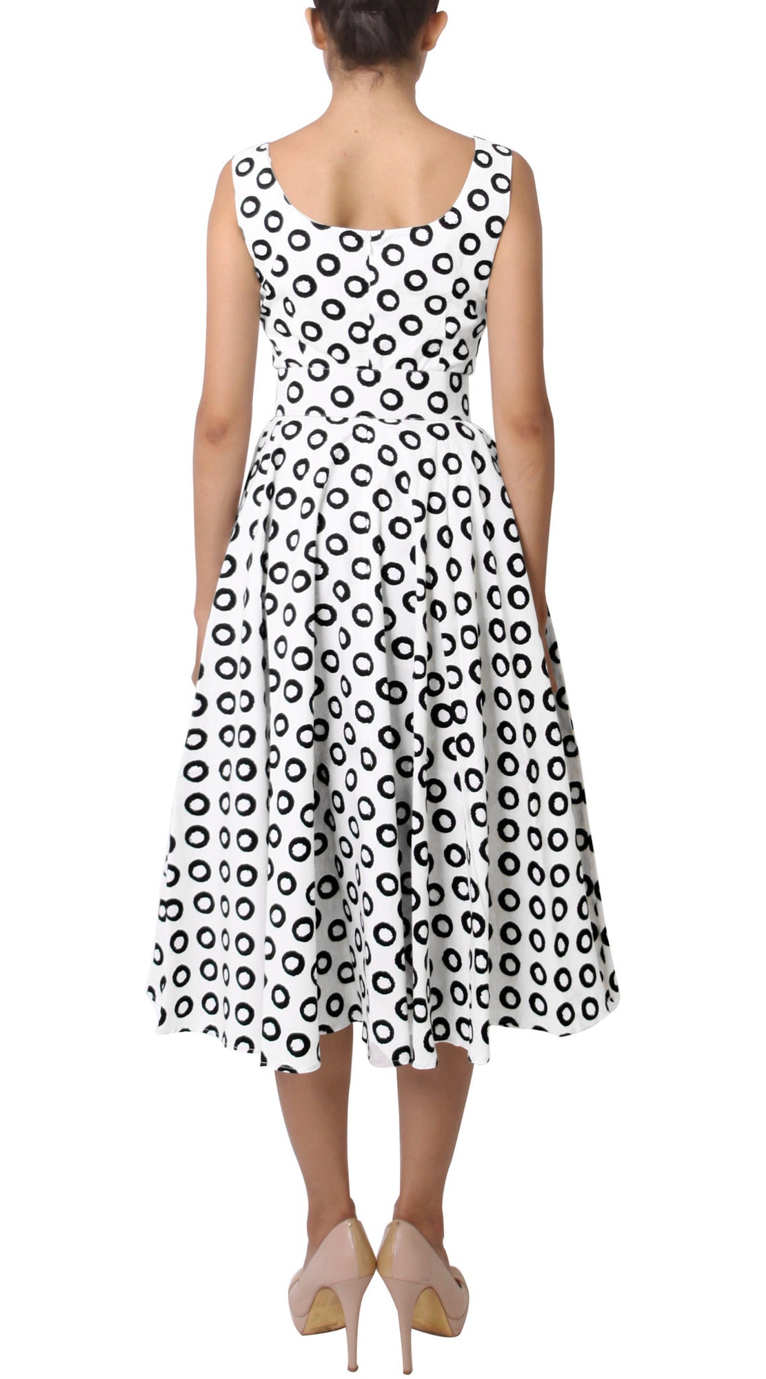 Sleeveless | Micro Dots | White Black | Back | Dress By Samantha Sung