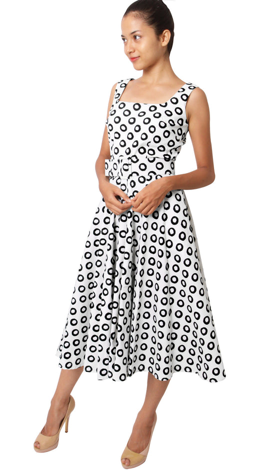 Sleeveless | Micro Dots | White Black | Front-1 | Dress By Samantha Sung