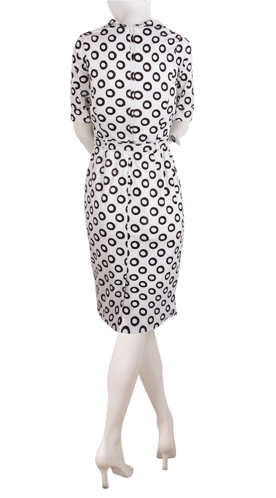 1/2 Sleeve | Micro Dots | White Black | Back | Dress By Samantha Sung