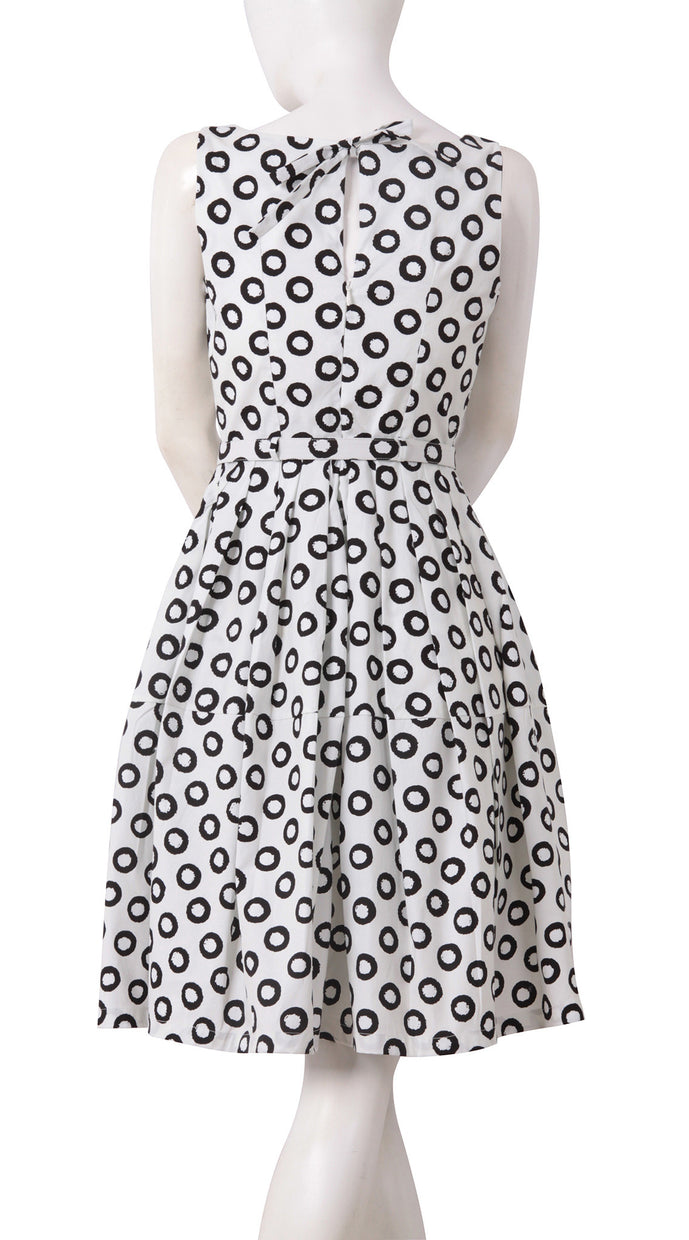Sleeveless | Micro Dots | White Black | Back | Dress By Samantha Sung