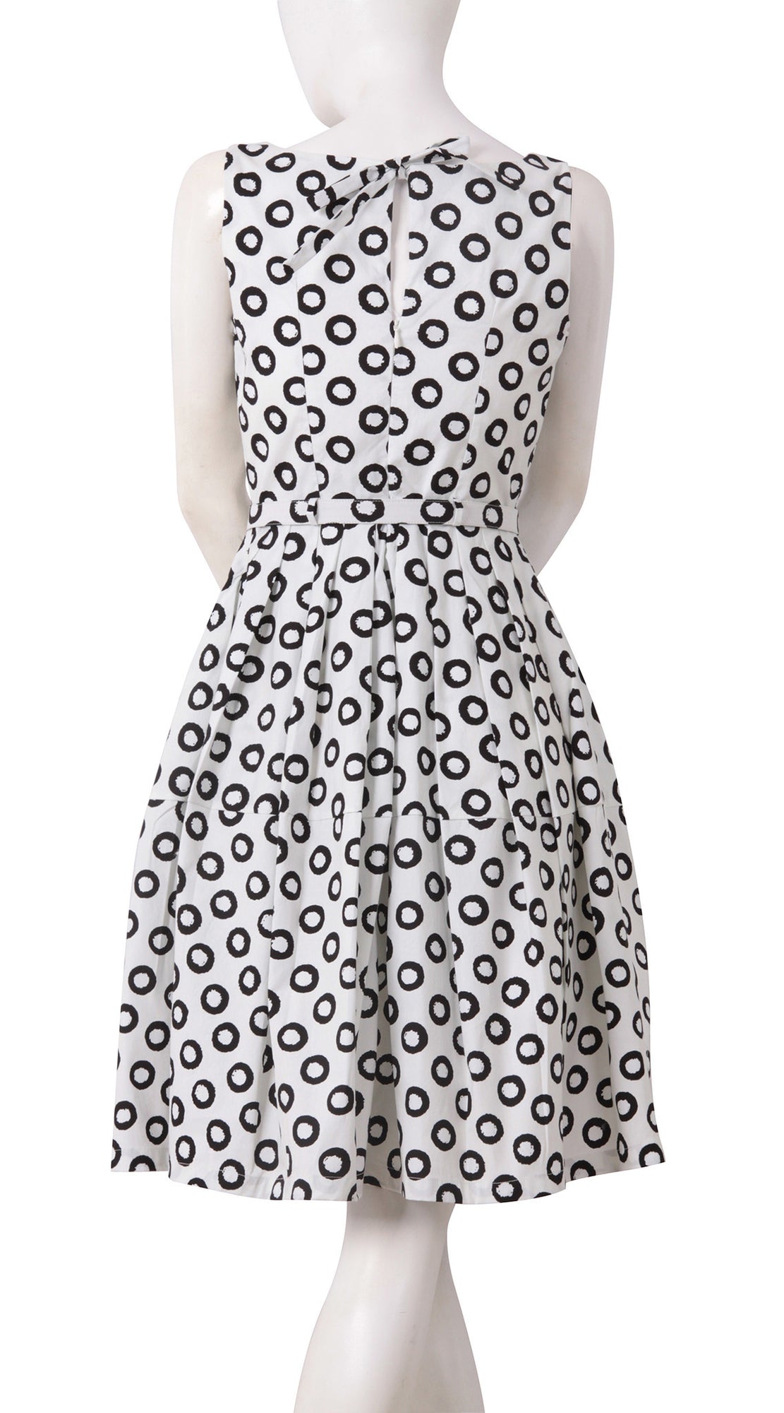 Sleeveless | Micro Dots | White Black | Back | Dress By Samantha Sung