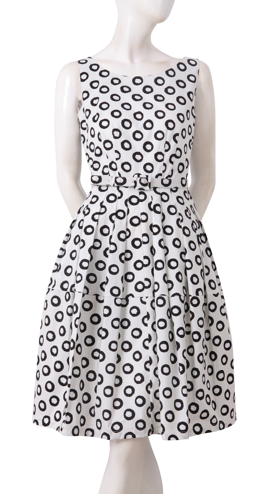 Sleeveless | Micro Dots | White Black | Front | Dress By Samantha Sung