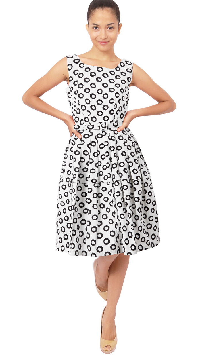 Sleeveless | Micro Dots | White Black | Front | Dress By Samantha Sung