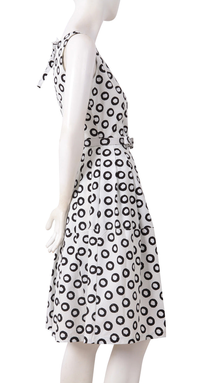Sleeveless | Micro Dots | White Black | Right | Dress By Samantha Sung
