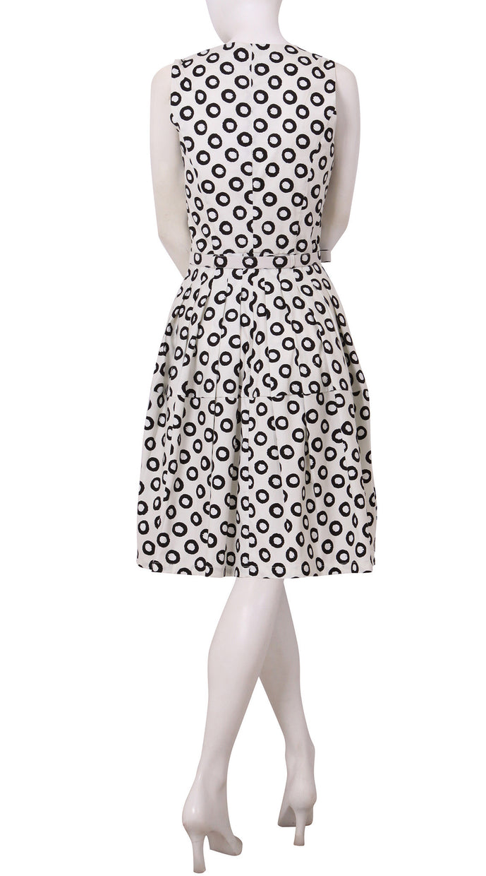 Sleeveless | Micro Dots | White Black | Back | Dress By Samantha Sung