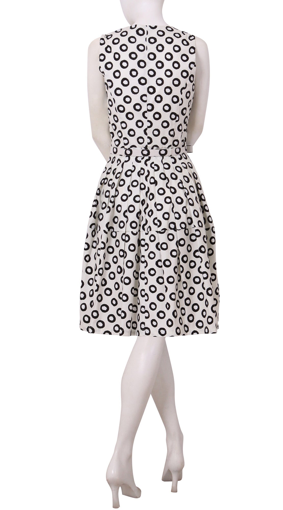 Sleeveless | Micro Dots | White Black | Back | Dress By Samantha Sung