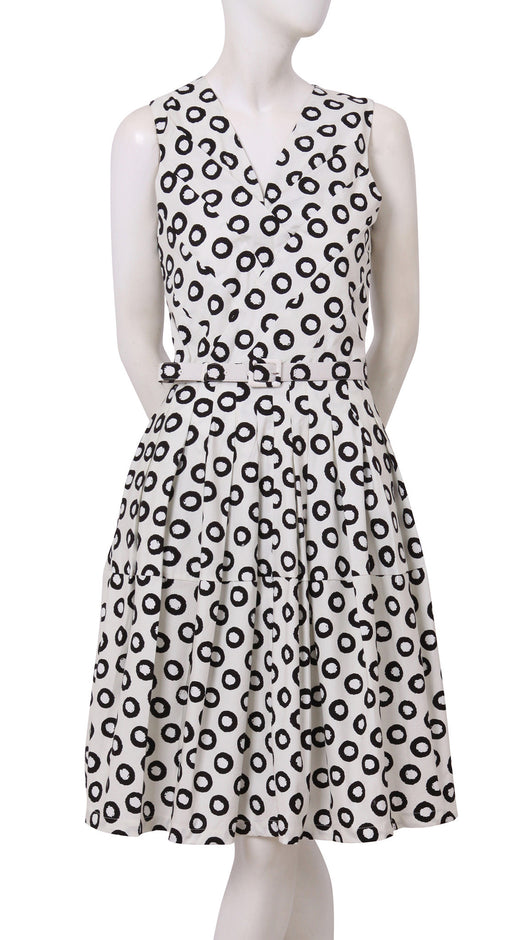 Sleeveless | Micro Dots | White Black | Front | Dress By Samantha Sung