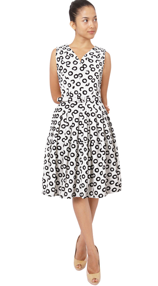 Sleeveless | Micro Dots | White Black | Front | Dress By Samantha Sung
