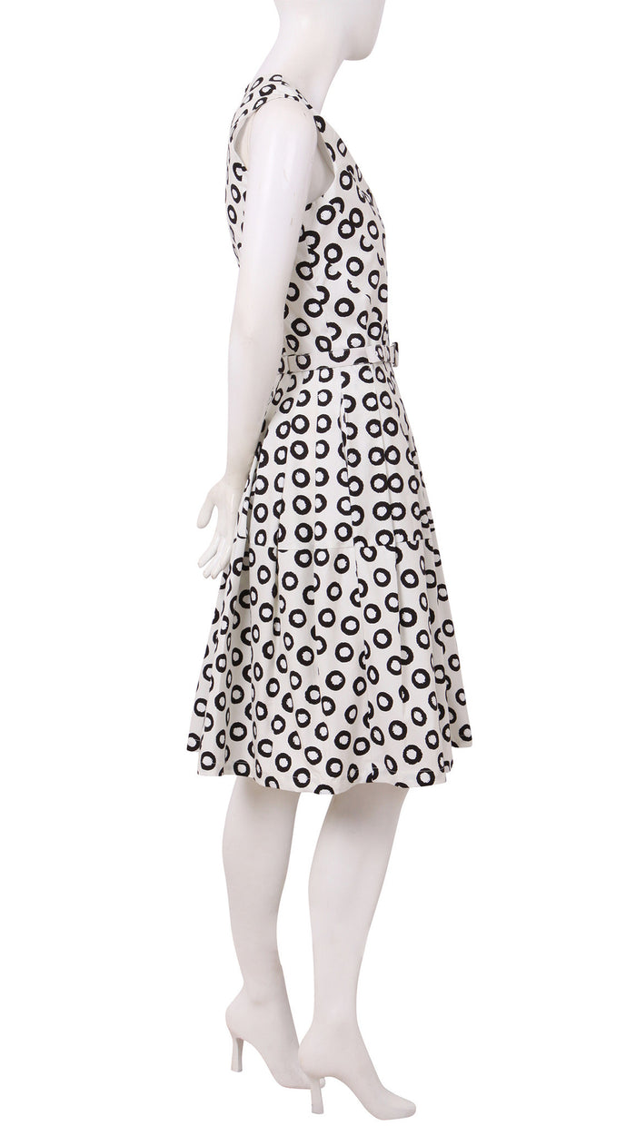Sleeveless | Micro Dots | White Black | Right | Dress By Samantha Sung
