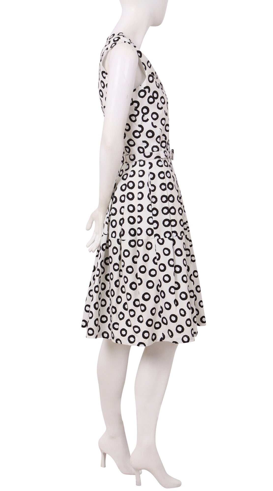 Sleeveless | Micro Dots | White Black | Right | Dress By Samantha Sung