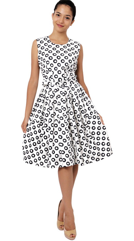 Sleeveless | Micro Dots | White Black | Front-1 | Dress By Samantha Sung