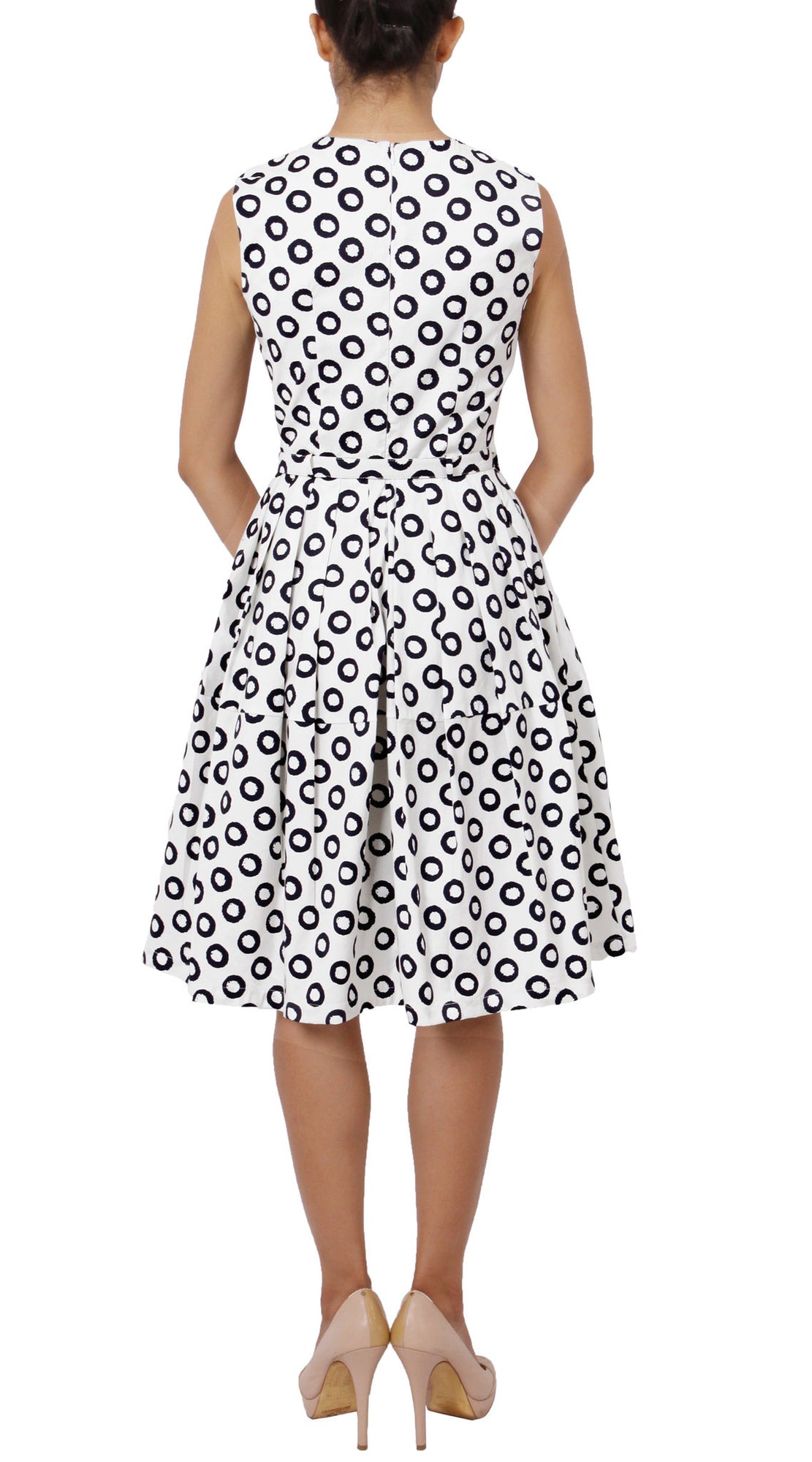 Sleeveless | Micro Dots | White Black | Back | Dress By Samantha Sung