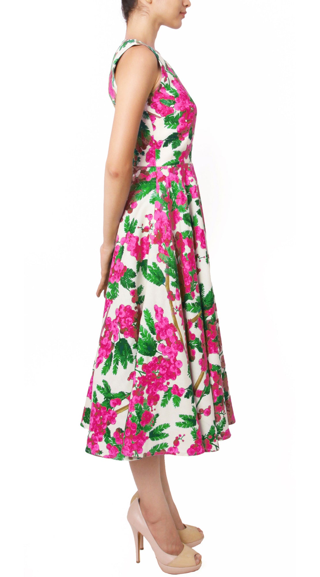 Sleeveless | Mimosa | White Rose | Right | Dress By Samantha Sung