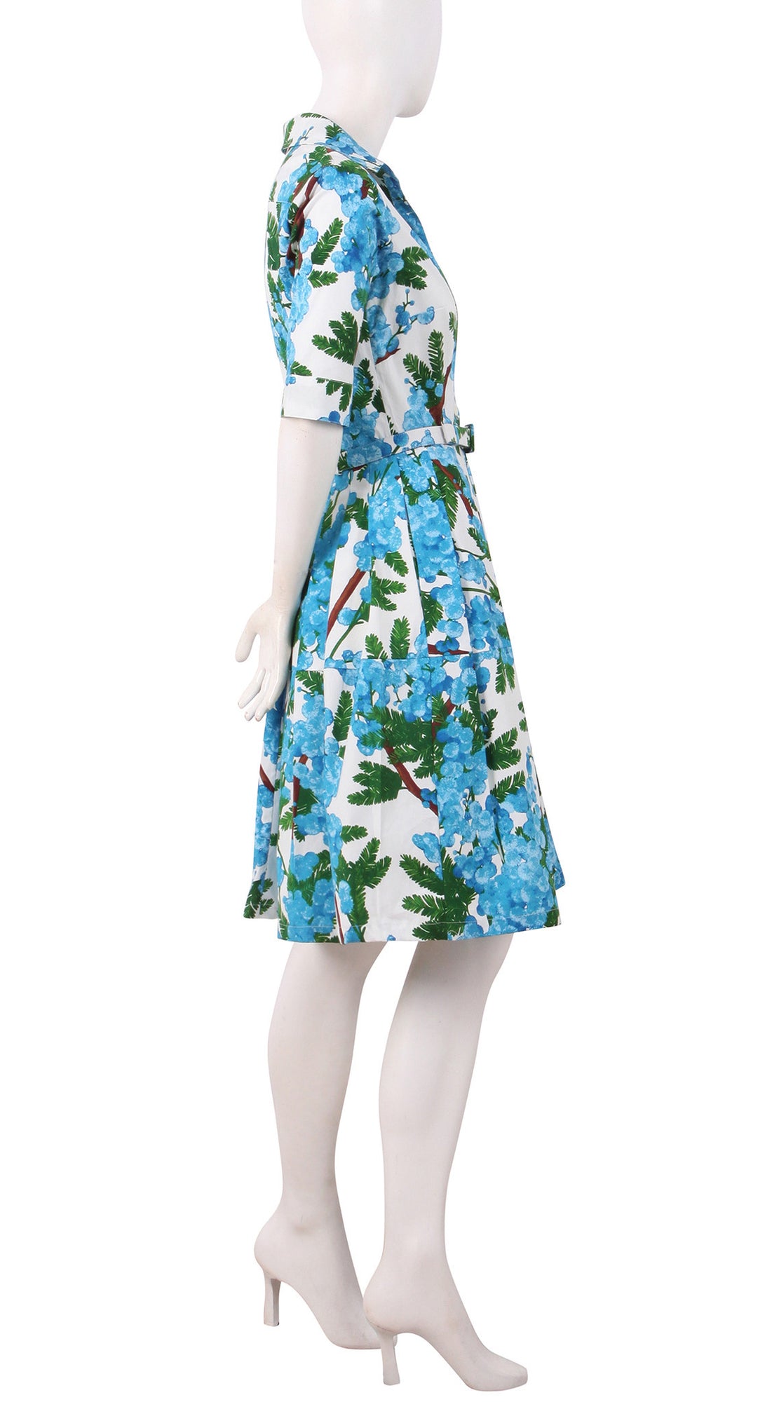 1/2 Sleeve | Mimosa | White Baby Blue | Right | Shirt Dress By Samantha Sung