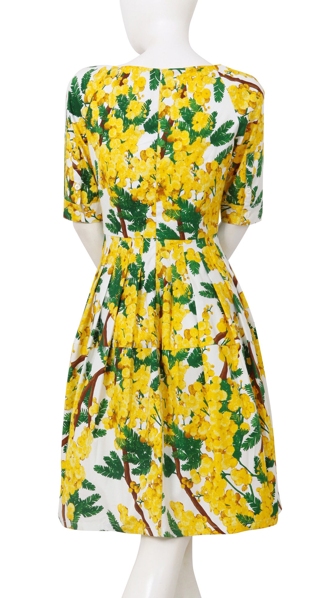 1/2 Sleeve | Mimosa | White Chrome Yellow | Back | Dress By Samantha Sung