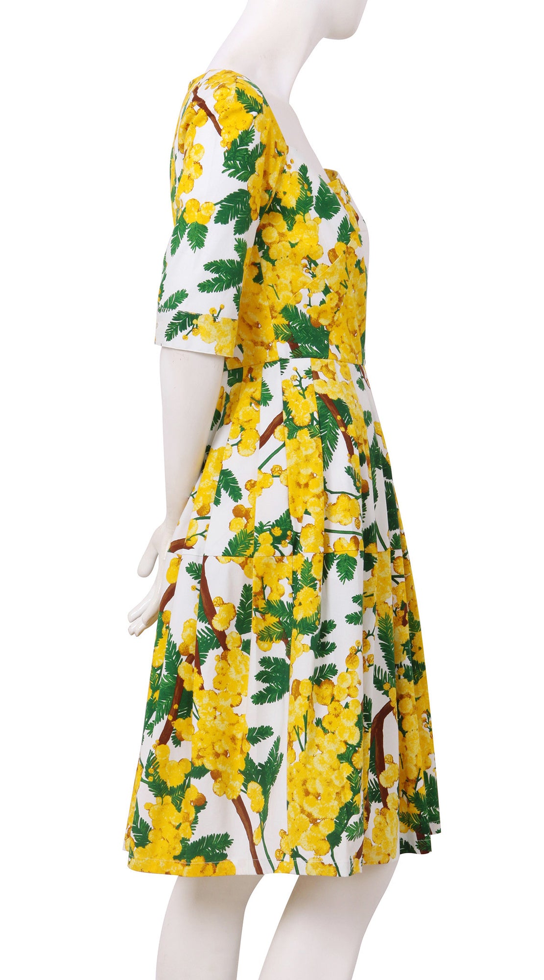 1/2 Sleeve | Mimosa | White Chrome Yellow | Right | Dress By Samantha Sung