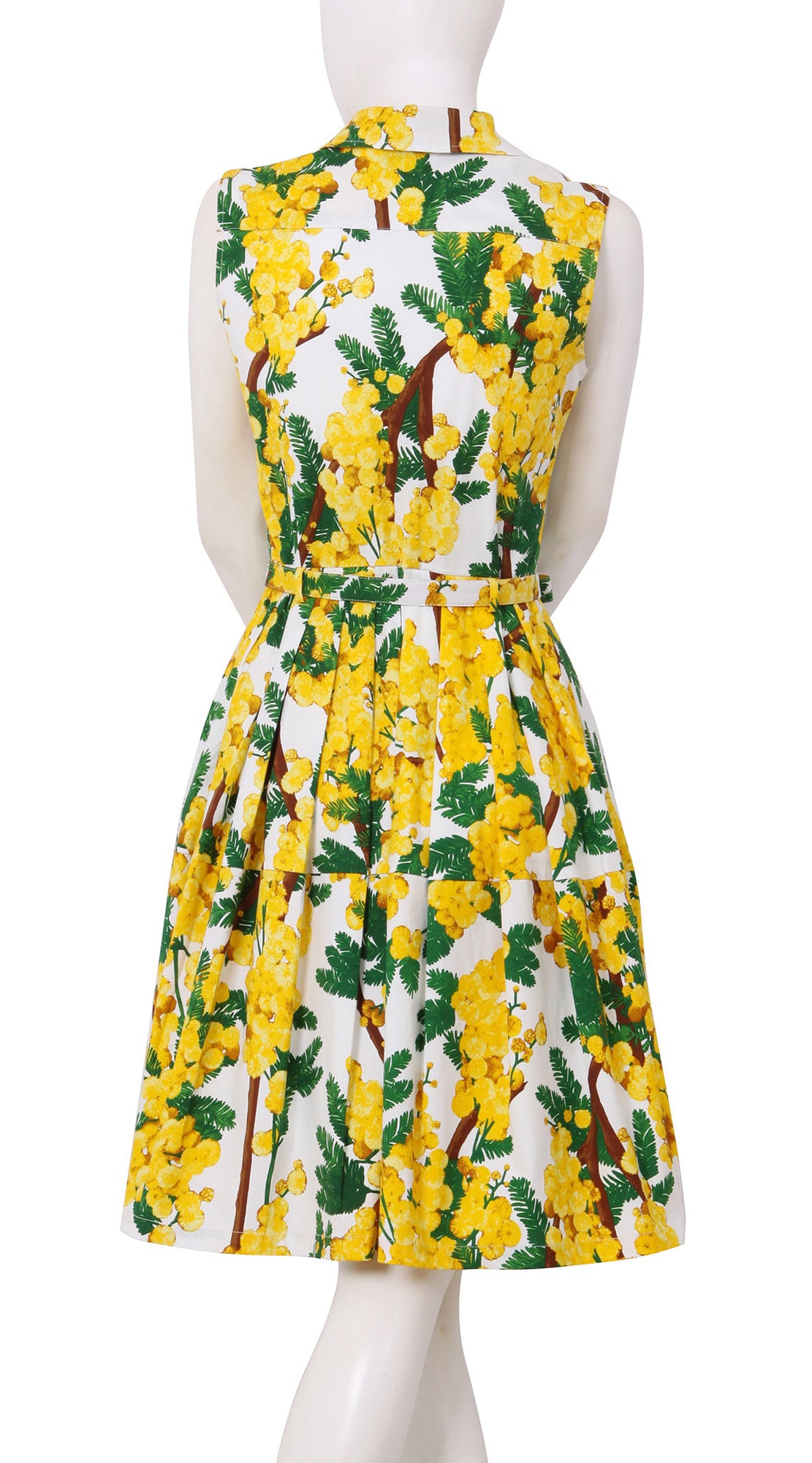 Sleeveless | Mimosa | White Chrome Yellow | Back | Shirt Dress By Samantha Sung