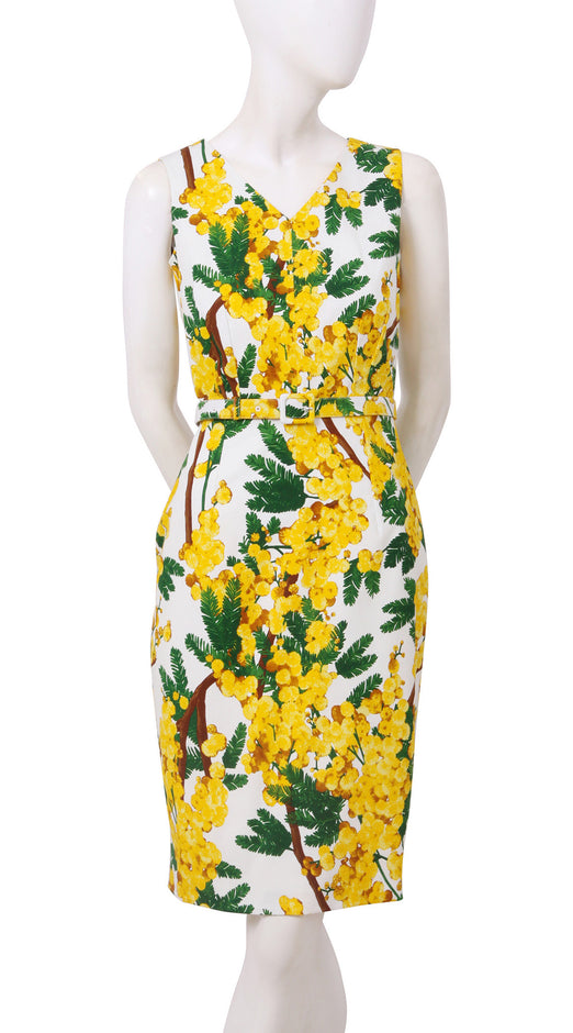 Sleeveless | Mimosa | White Chrome Yellow | Front | Dress By Samantha Sung