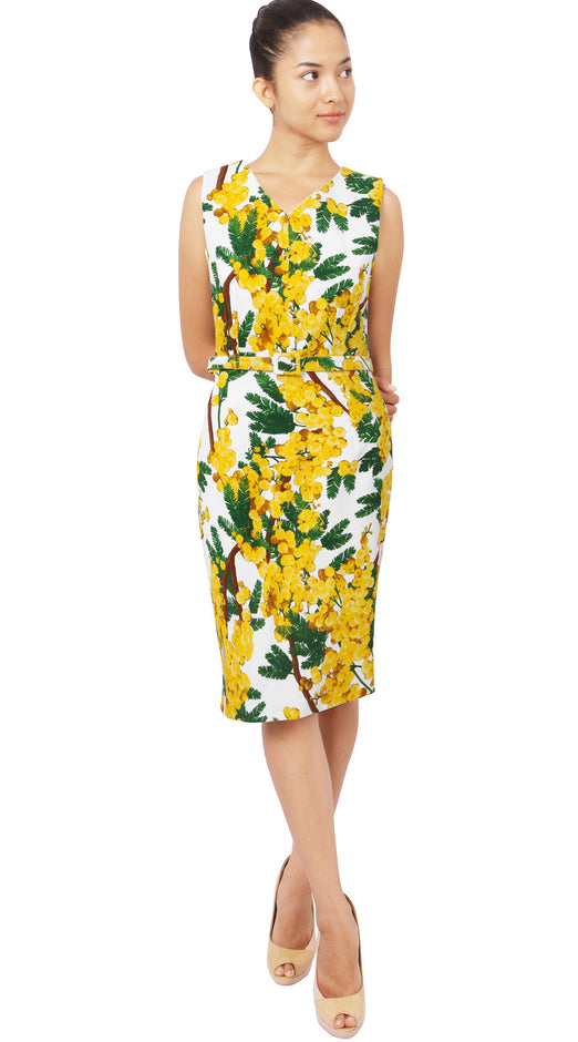 Sleeveless | Mimosa | White Chrome Yellow | Front | Dress By Samantha Sung