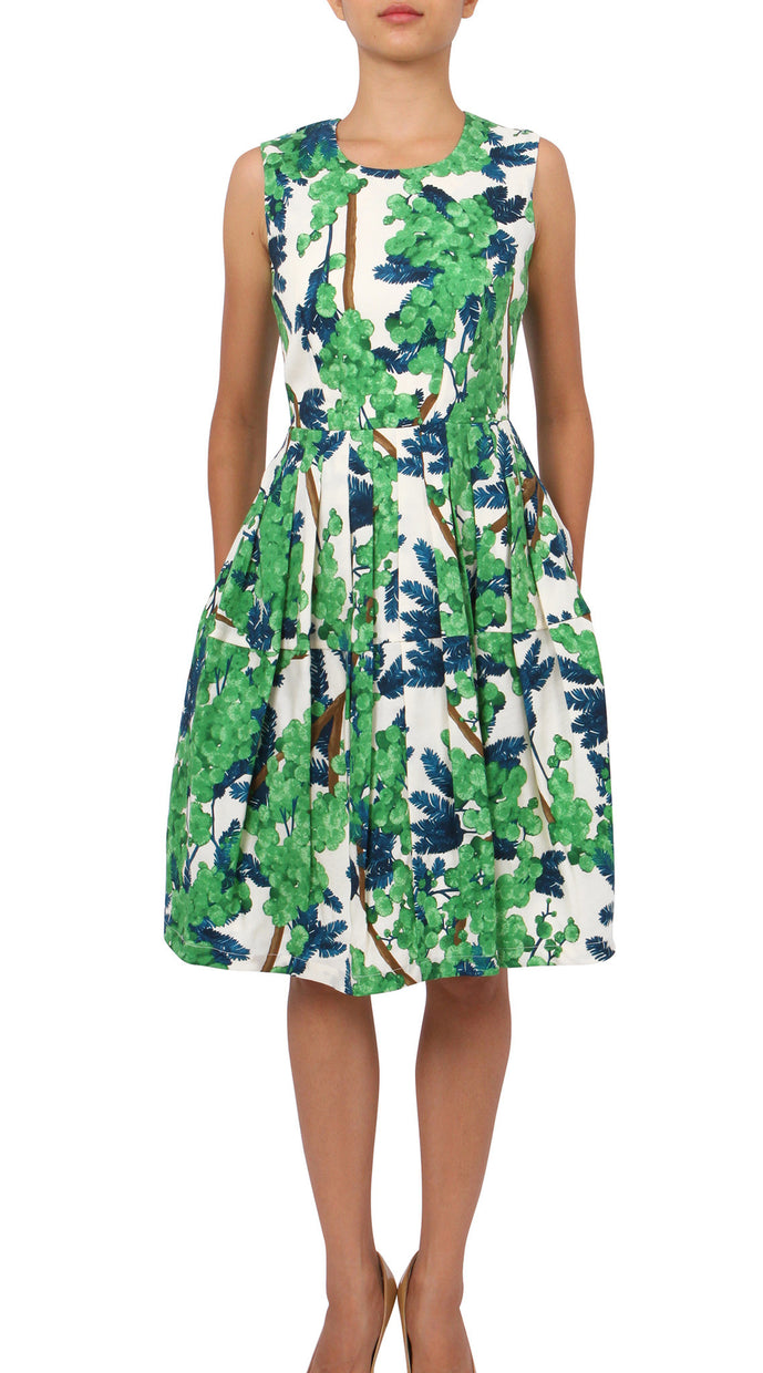 Sleeveless | Mimosa | White Pine Green | Front | Dress By Samantha Sung