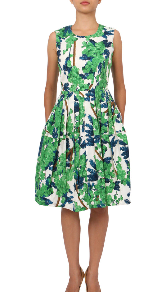 Sleeveless | Mimosa | White Pine Green | Front | Dress By Samantha Sung