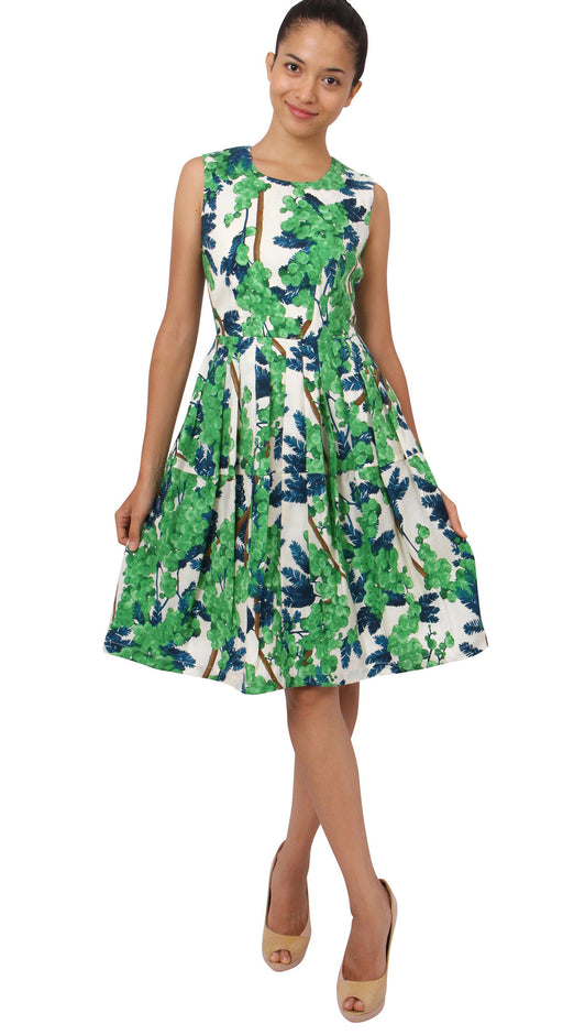 Sleeveless | Mimosa | White Pine Green | Front | Dress By Samantha Sung