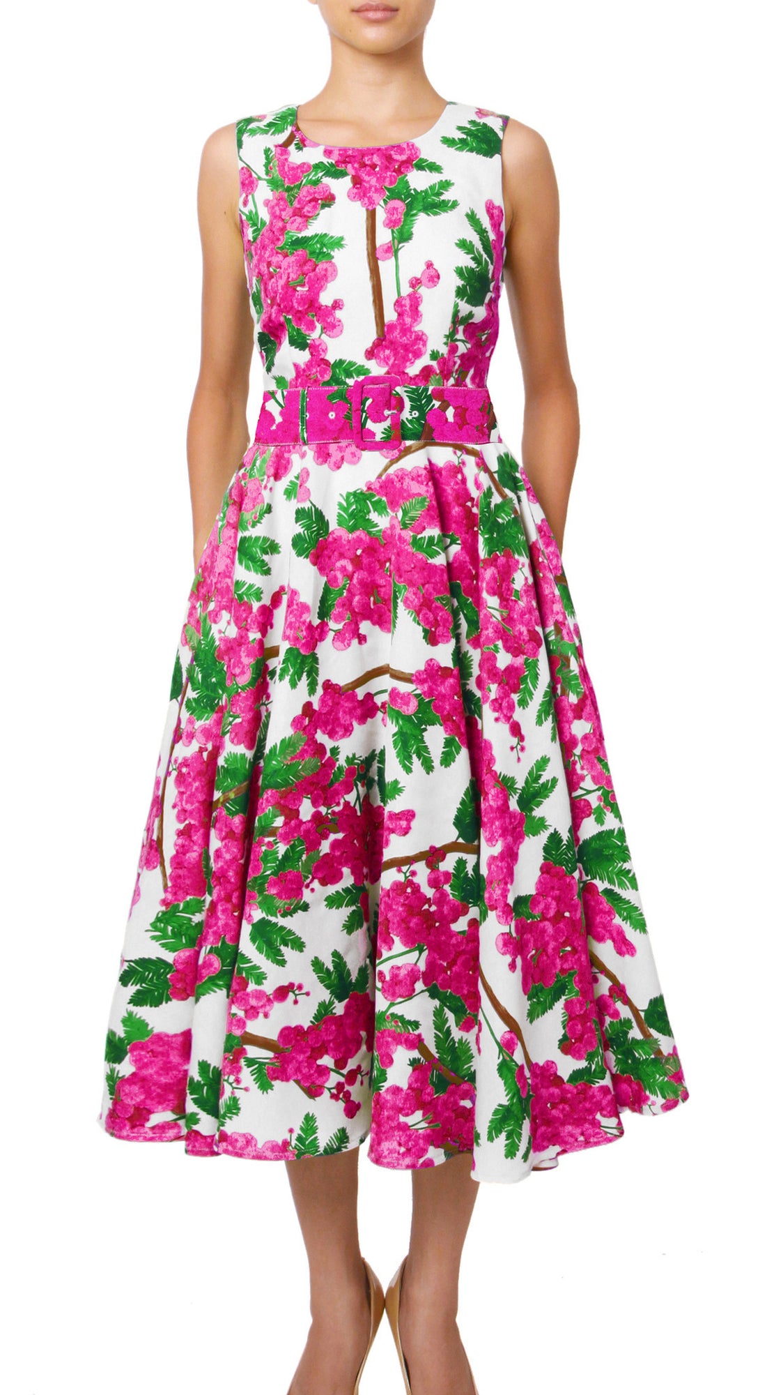 Sleeveless | Mimosa | White Rose | Front | Dress By Samantha Sung