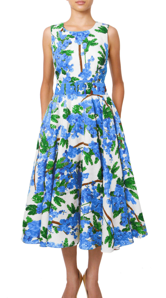 Sleeveless | Mimosa | White Sky Blue | Front | Dress By Samantha Sung