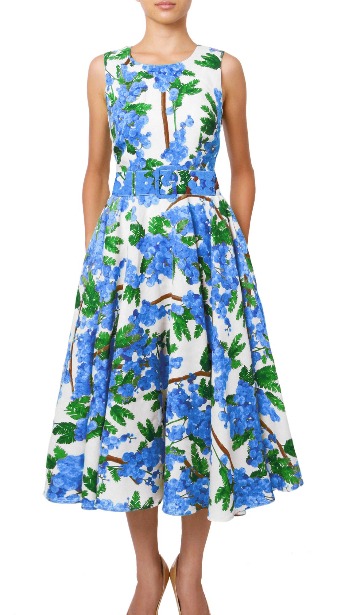 Sleeveless | Mimosa | White Sky Blue | Front | Dress By Samantha Sung