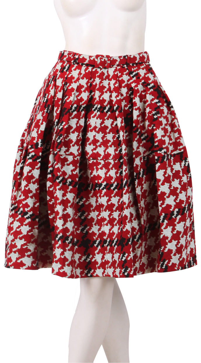Regular | Miro Houndstooth | Blood Red Black | Front | Skirt By Samantha Sung