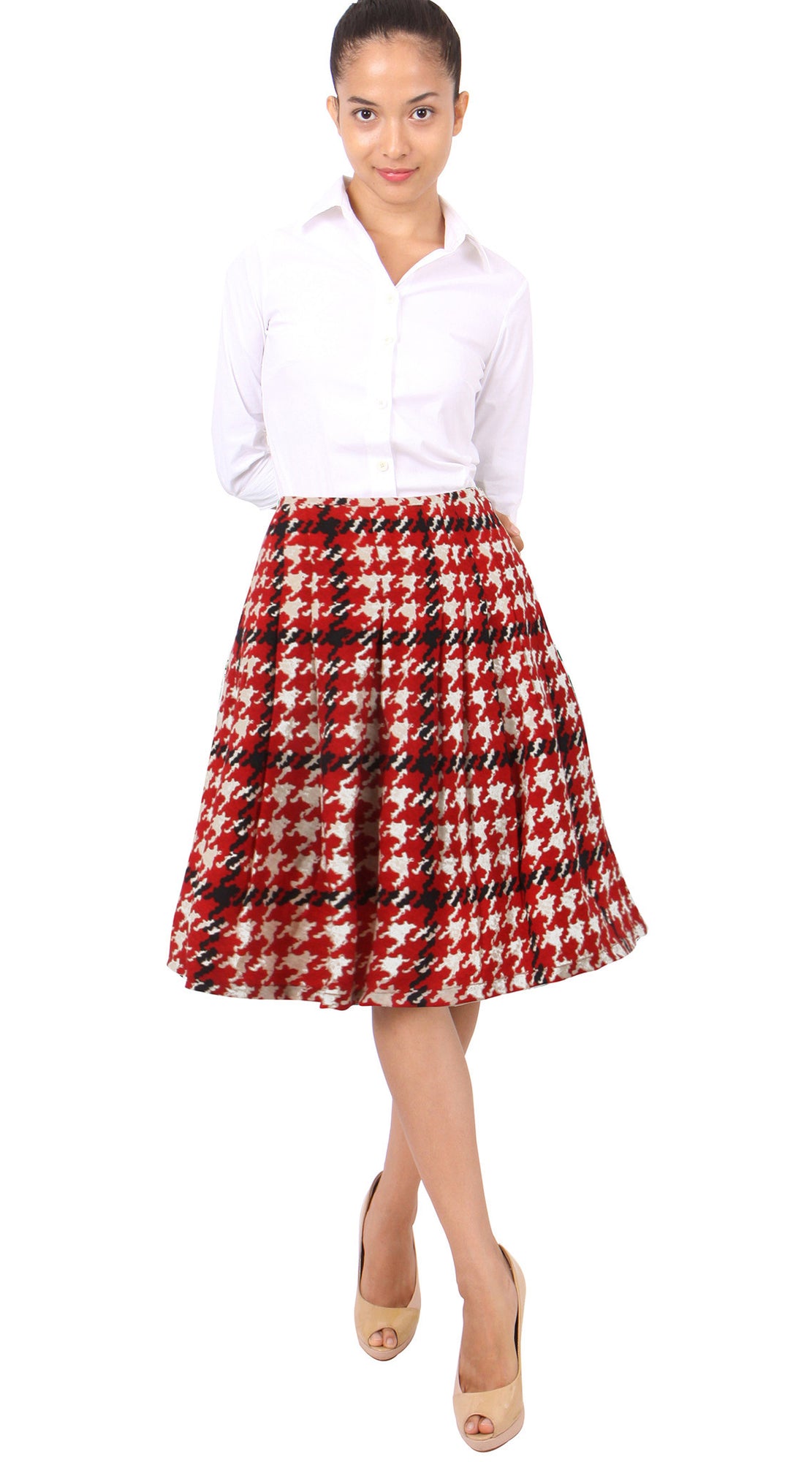 Regular | Miro Houndstooth | Blood Red Black | Front | Skirt By Samantha Sung