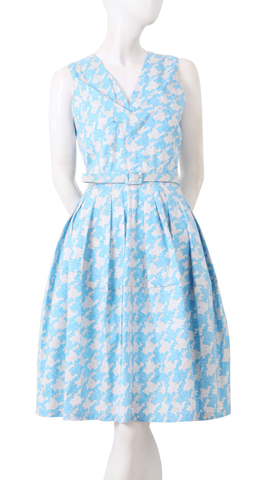 Sleeveless | Pablo Houndstooth | Ivory Soft Rose | Front | Shirt Dress By Samantha Sung
