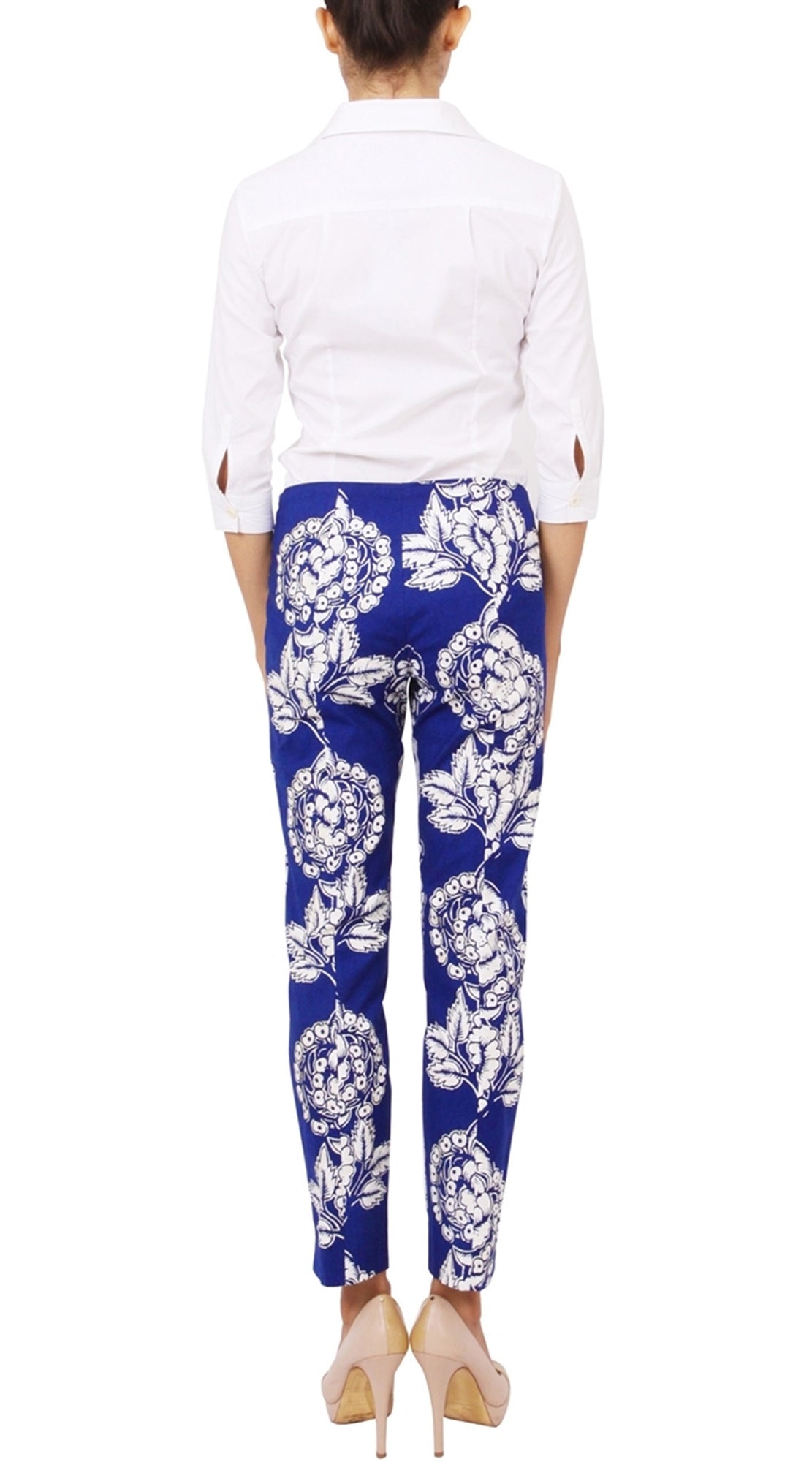 Long | Piardi Linen | Indigo Ivory | Back | Pants By Samantha Sung