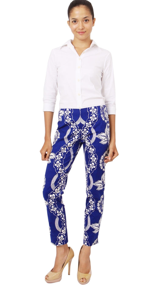 Long | Piardi Linen | Indigo Ivory | Front-1 | Pants By Samantha Sung