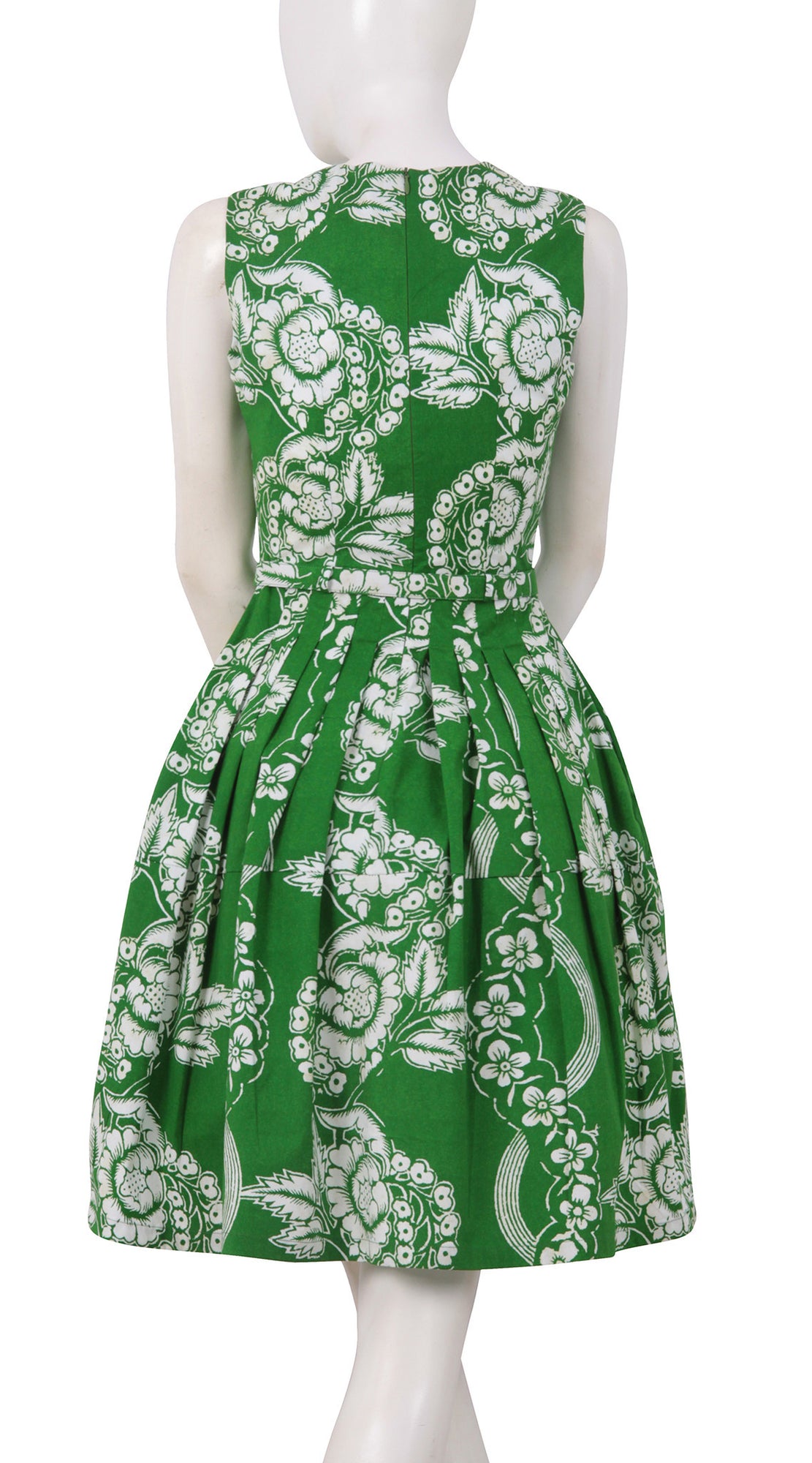 Sleeveless | Picardi Linen | Pine Green Ivory | Back | Dress By Samantha Sung
