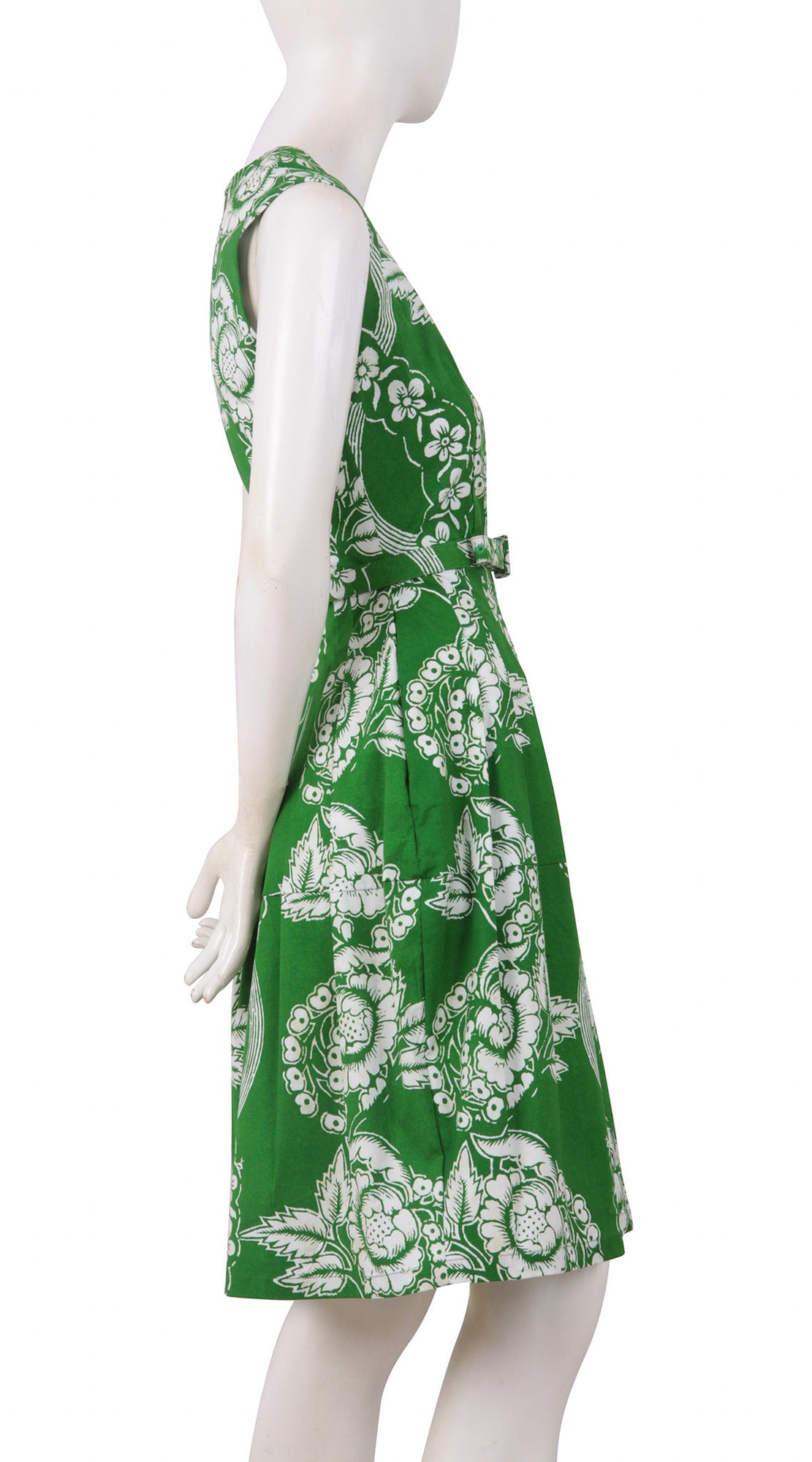 Sleeveless | Picardi Linen | Pine Green Ivory | Right | Dress By Samantha Sung