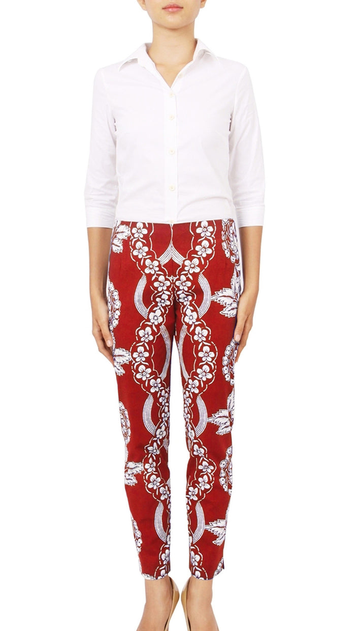 Long | Piardi Linen | Indian Red Ivory | Front | Pants By Samantha Sung