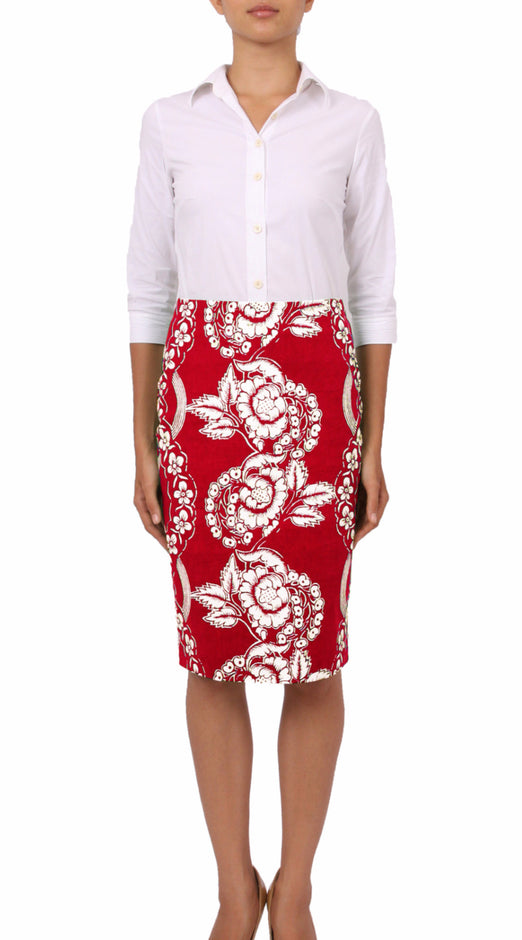 Regular | Picardi Linen | Grass Green Ivory | Front-1 | Skirt By Samantha Sung
