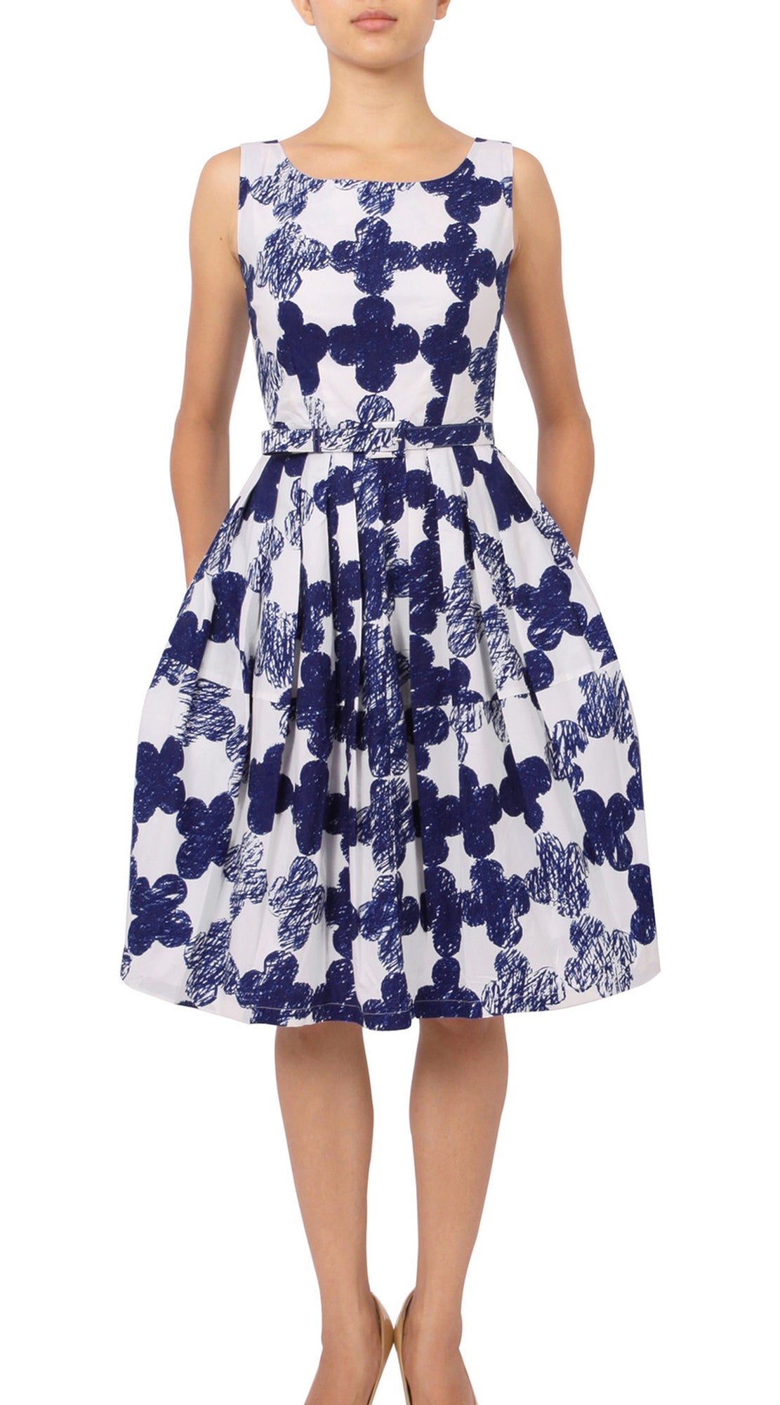 Sleeveless | Pop Clover | White Indigo | Front | Dress By Samantha Sung