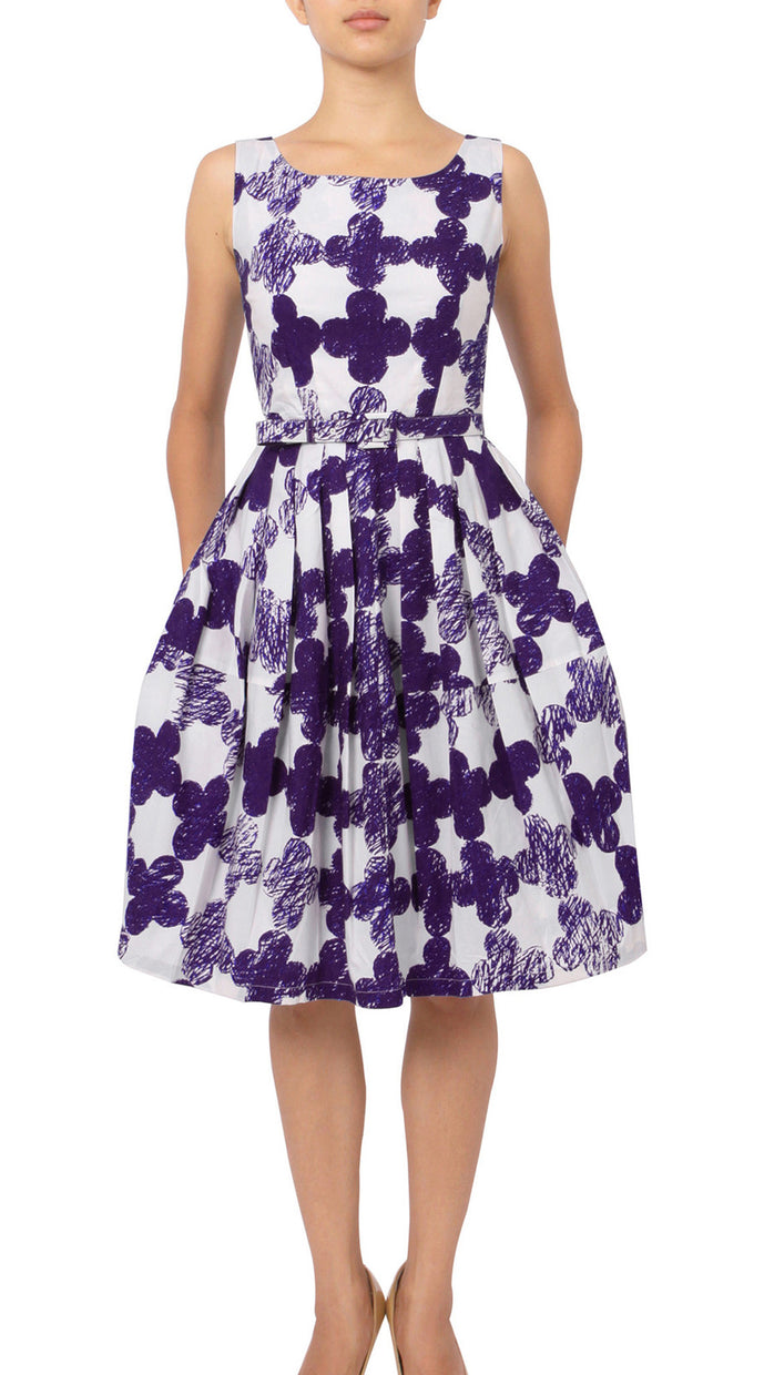 Sleeveless | Pop Clover | White Lilac | Front | Dress By Samantha Sung