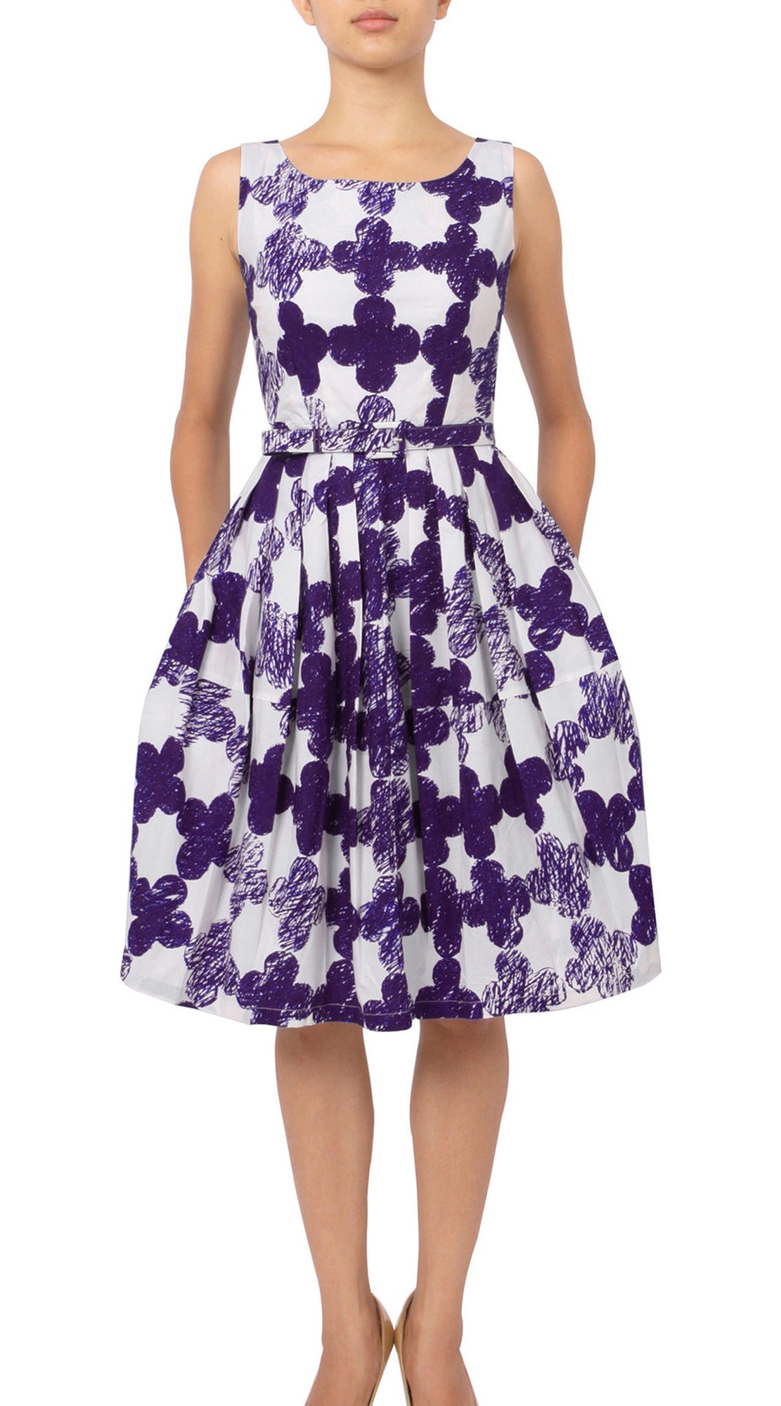 Sleeveless | Pop Clover | White Lilac | Front | Dress By Samantha Sung