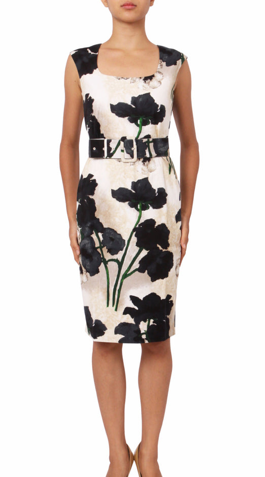 Cap Sleeve | Poppy | Ivory Black | Front-1 | Dress By Samantha Sung