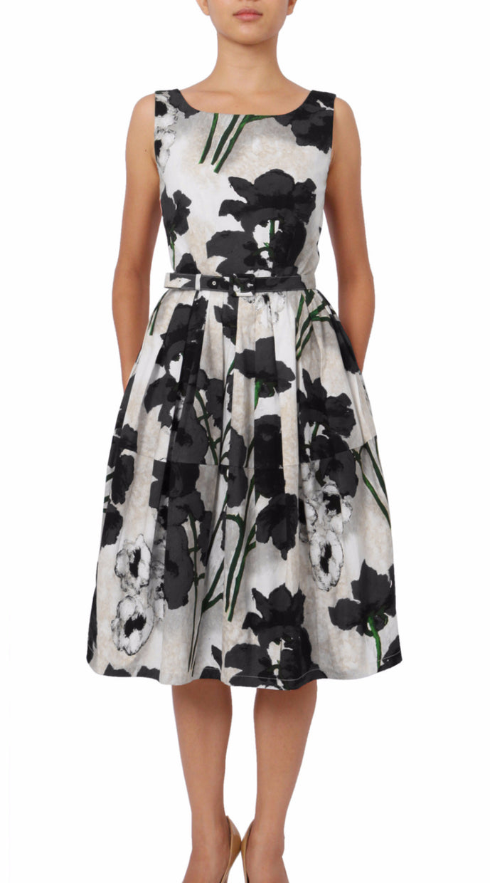 Sleeveless | Poppy | Ivory Black | Front | Dress By Samantha Sung