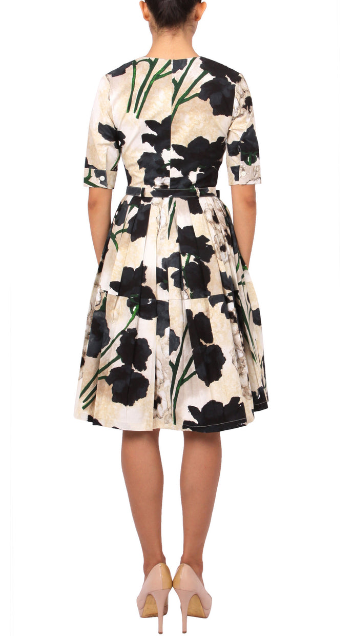 1/2 Sleeve | Poppy | Ivory Black | Back | Dress By Samantha Sung