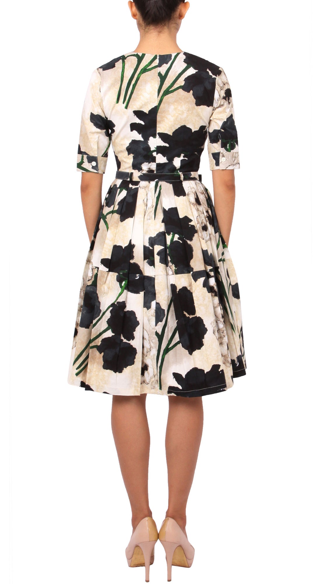 1/2 Sleeve | Poppy | Ivory Black | Back | Dress By Samantha Sung