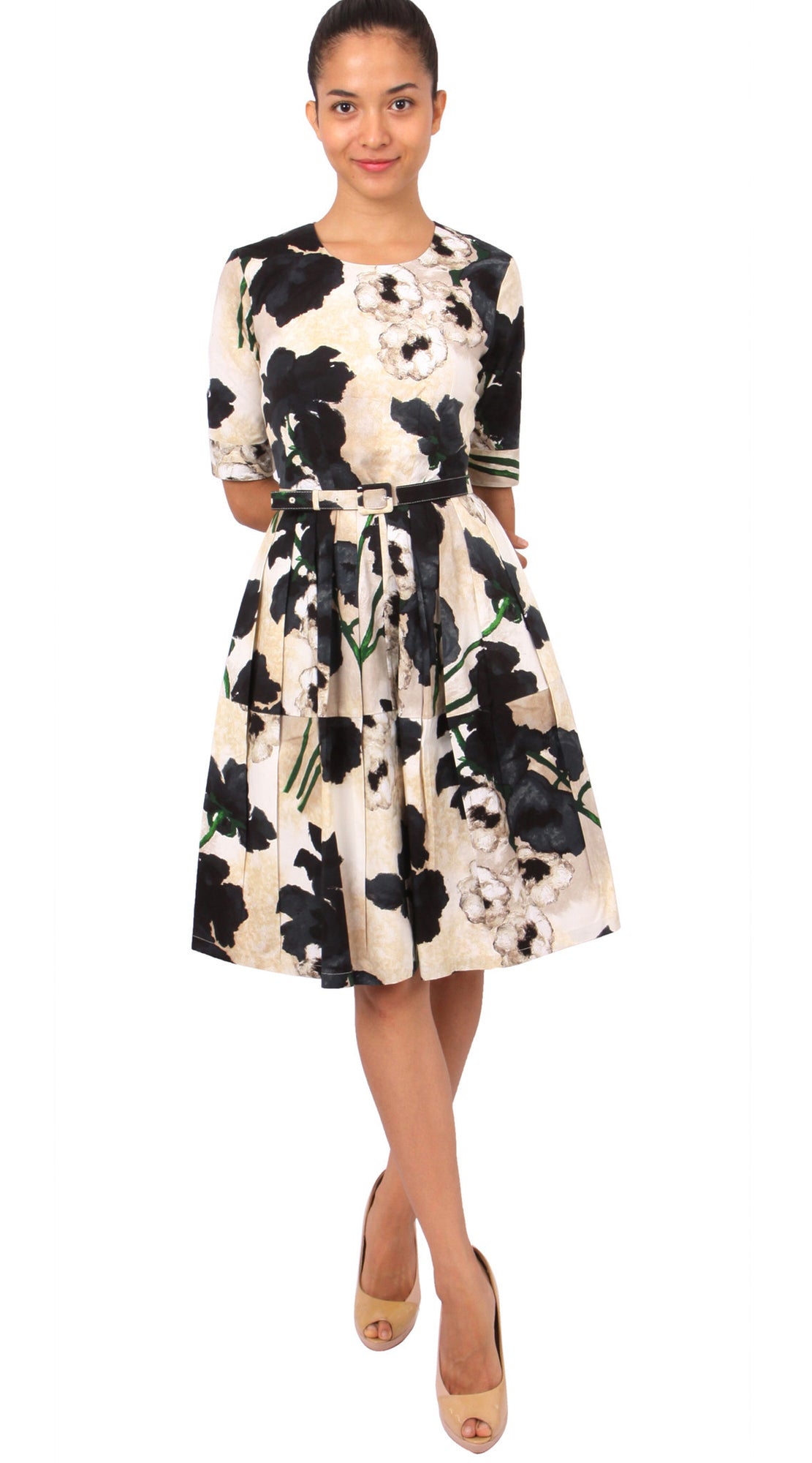 1/2 Sleeve | Poppy | Ivory Black | Front-1 | Dress By Samantha Sung