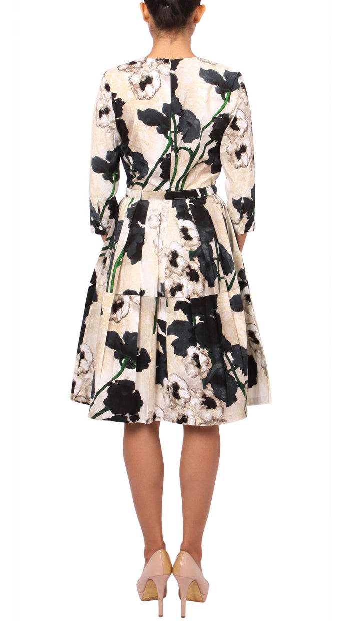 3/4 Sleeve | Poppy | Ivory Black | Back | Dress By Samantha Sung
