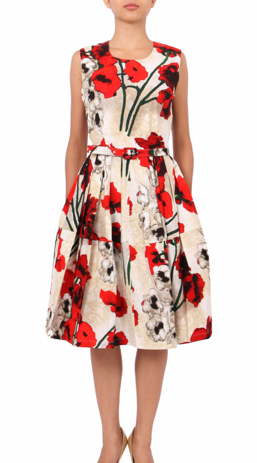 Sleeveless | Poppy | Ivory Cobalt Blue | Front-1 |  Dress By Samantha Sung