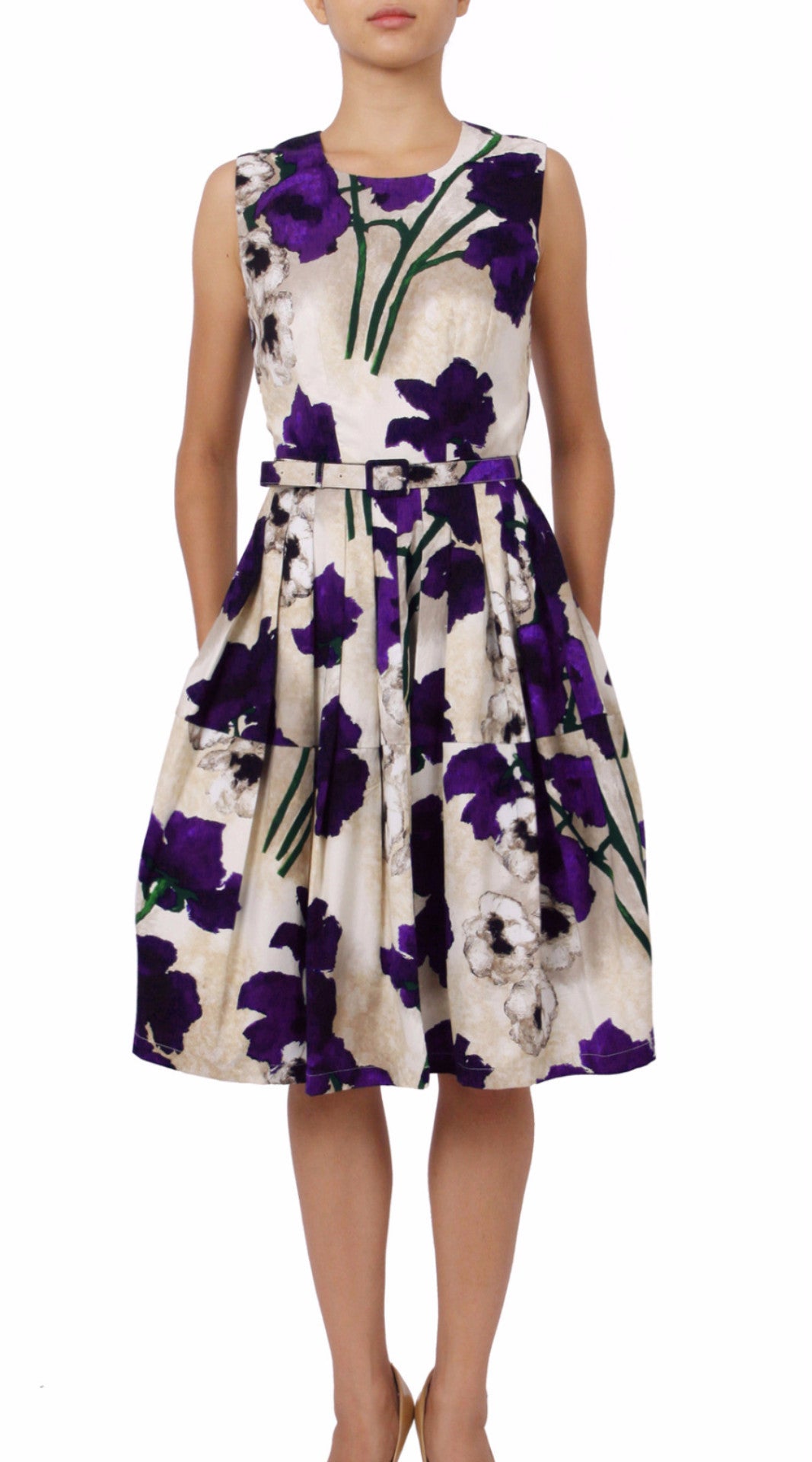 Sleeveless | Poppy | Ivory Lilac | Front |  Dress By Samantha Sung